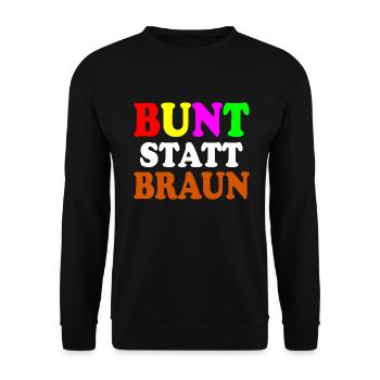 Bunt statt braun - Unisex Pullover - Schwarz - Vorne - Alina (178cm) & Michal (187cm)