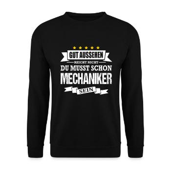 Gut Aussehen Reicht Nicht Mechaniker KFZler - Unisex Pullover - Schwarz - Vorne - Alina (178cm) & Michal (187cm)