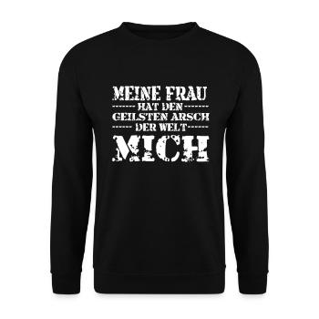 meine Frau hat den geilsten arsch der welt mich - Unisex Pullover - Schwarz - Vorne - Alina (178cm) & Michal (187cm)