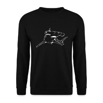 Gefährlich eleganter Hammerhai - Unisex Pullover - Schwarz - Vorne - Alina (178cm) & Michal (187cm)