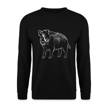 Wildschwein - Wildsau - Keiler - Wild Boar - Unisex Pullover - Schwarz - Vorne - Alina (178cm) & Michal (187cm)