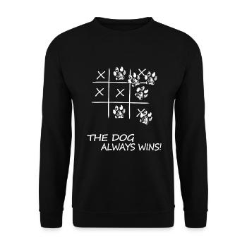hund gassi hunderunde-hund gewinnt immer - Unisex Pullover - Schwarz - Vorne - Alina (178cm) & Michal (187cm)