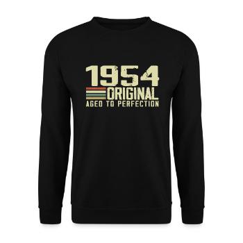 Né en 1954 - Vintage 1954 - 70e Anniversaire Rétro - Sweat-shirt Unisexe - noir - Devant - Alina (178cm) & Michal (187cm)