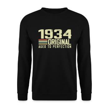 Né en 1934 - Vintage 1934 - 90e Anniversaire Rétro - Sweat-shirt Unisexe - noir - Devant - Alina (178cm) & Michal (187cm)