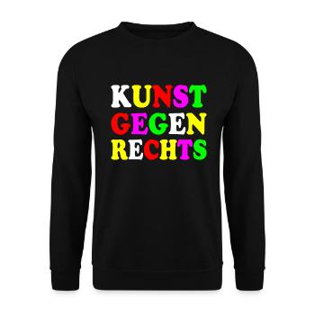 Kunst gegen rechts - Unisex Pullover - Schwarz - Vorne - Alina (178cm) & Michal (187cm)