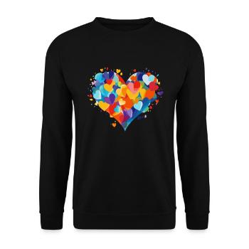 Köln Karneval Alaaf Jeck Party Konfetti Herz - Unisex Pullover - Schwarz - Vorne - Alina (178cm) & Michal (187cm)