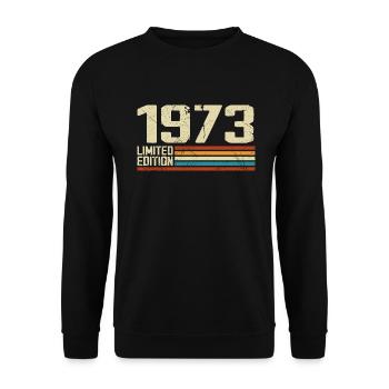 Jahrgang 1973 Retro Geburtstag - Jahrgang 1973 - Unisex Pullover - Schwarz - Vorne - Alina (178cm) & Michal (187cm)