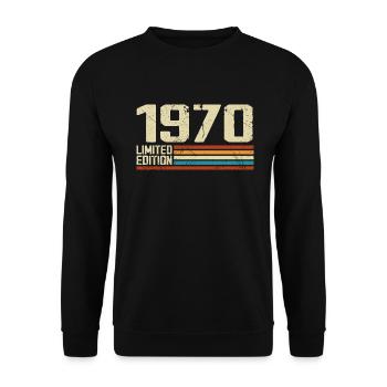 Vintage 1970 Anniversaire Rétro - Né en 1970 - Sweat-shirt Unisexe - noir - Devant - Alina (178cm) & Michal (187cm)