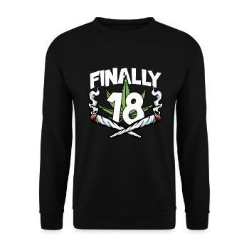 FINALLY 18 GEBURTSTAG 2004 KIFFEN CANNABIS - Unisex Pullover - Schwarz - Vorne - Alina (178cm) & Michal (187cm)