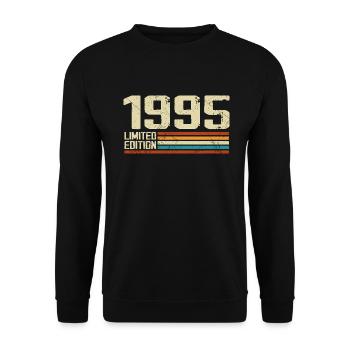 Jahrgang 1995 Retro Geburtstag - Jahrgang 1995 - Unisex Pullover - Schwarz - Vorne - Alina (178cm) & Michal (187cm)