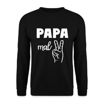 Papa mal Zwei Dad of 2 - Unisex Pullover - Schwarz - Vorne - Alina (178cm) & Michal (187cm)
