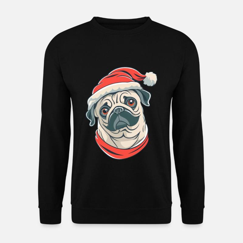 Weihnachten Mops Hund - Unisex Pullover - Schwarz