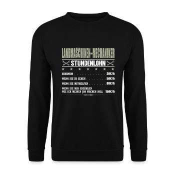 Landmaschinenmechaniker Stundenlohn Landmaschinen - Unisex Pullover - Schwarz - Vorne - Alina (178cm) & Michal (187cm)