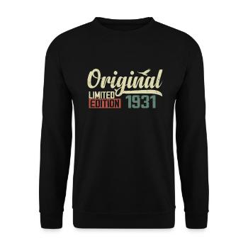 Né en 1931 Vintage Anniversaire Rétro 1931 Cadeau - Sweat-shirt Unisexe - noir - Devant - Alina (178cm) & Michal (187cm)