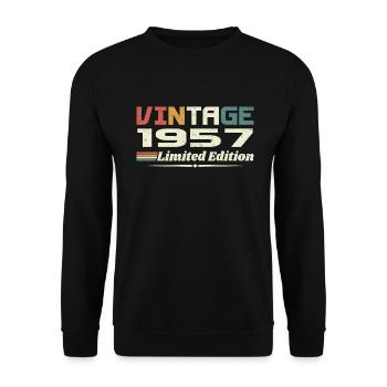 Jahrgang 1957 Geschenk 1957 Geburtstag 1957 Retro - Unisex Pullover - Schwarz - Vorne - Alina (178cm) & Michal (187cm)