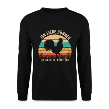 Witziges Huhn - Ich Liebe Hühner - Unisex Pullover - Schwarz - Vorne - Alina (178cm) & Michal (187cm)