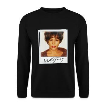 Whitney Houston Retro Foto Und Namenszug - Unisex Pullover - Schwarz - Vorne - Alina (178cm) & Michal (187cm)