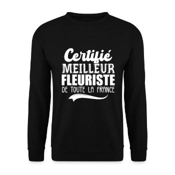 Certifié Meilleur Fleuriste De Toute La France - Sweat-shirt Unisexe - noir - Devant - Alina (178cm) & Michal (187cm)