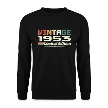 Jahrgang 1953 Geschenk 1953 Geburtstag 1953 Retro - Unisex Pullover - Schwarz - Vorne - Alina (178cm) & Michal (187cm)