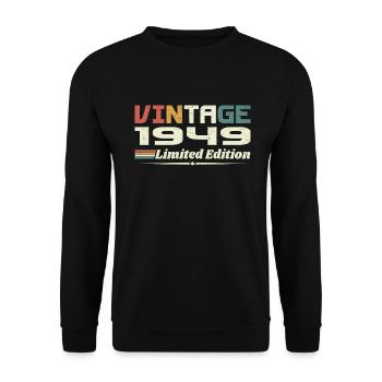 Jahrgang 1949 Geschenk 1949 Geburtstag 1949 Retro - Unisex Pullover - Schwarz - Vorne - Alina (178cm) & Michal (187cm)