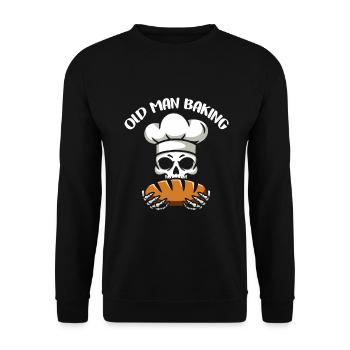 Lustiger Bäcker Skull mit Brot. Alter Mann backt - Unisex Pullover - Schwarz - Vorne - Alina (178cm) & Michal (187cm)