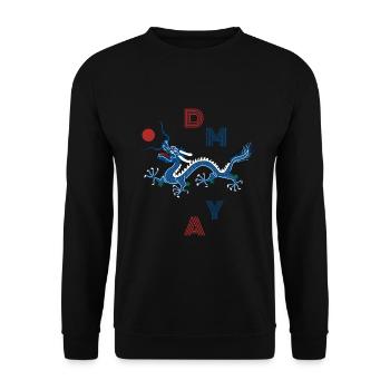Drache Anime Fight Club Oversize Anime Japan Hund - Unisex Pullover - Schwarz - Vorne - Alina (178cm) & Michal (187cm)