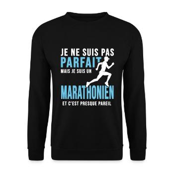 marathon pas parfait marathonien humour running - Sweat-shirt Unisexe - noir - Devant - Alina (178cm) & Michal (187cm)