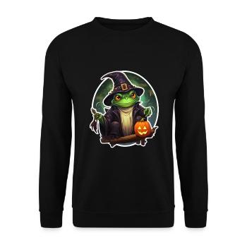 Halloween Frosch - Unisex Pullover - Schwarz - Vorne - Alina (178cm) & Michal (187cm)