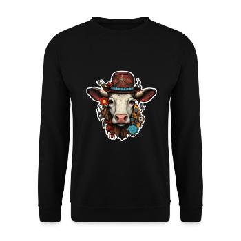 Black Forest Cow Steampunk - Unisex Sweatshirt - black - Front - Alina (178cm) & Michal (187cm)