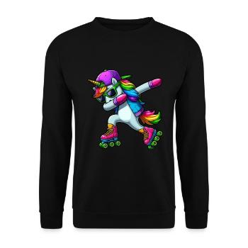 DABBING LICORNE SUR PATINS À ROUES ALIGNÉES - Sweat-shirt Unisexe - noir - Devant - Alina (178cm) & Michal (187cm)