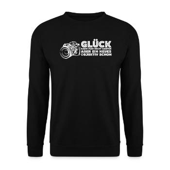 Fotografen Glück Kamera - Unisex Pullover - Schwarz - Vorne - Alina (178cm) & Michal (187cm)