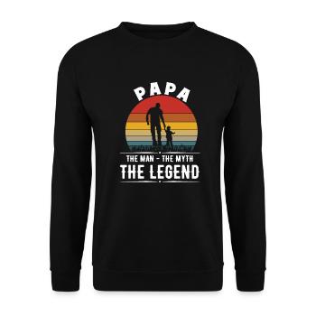 Papa Man Mythos Legende - Unisex Pullover - Schwarz - Vorne - Alina (178cm) & Michal (187cm)