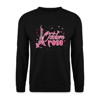 En Octobre We Wear Pink, Paris Octobre Rose - Sweat-shirt Unisexe - noir - Devant - Alina (178cm) & Michal (187cm)