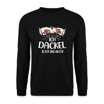 Hund Dackel Ich Dackel Jetzt Ins Bett - Unisex Pullover - Schwarz - Vorne - Alina (178cm) & Michal (187cm)