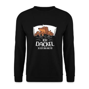 Hund Dackel Ich Dackel Jetzt Ins Bett - Unisex Pullover - Schwarz - Vorne - Alina (178cm) & Michal (187cm)