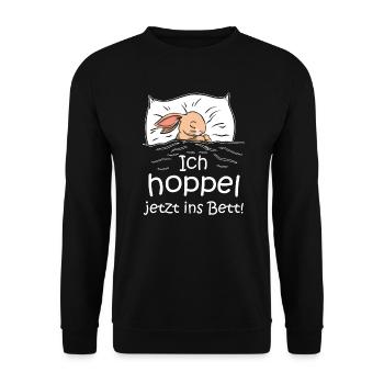 Hase Schlafshirt Pyjama Ich Hoppel Jetzt Ins Bett - Unisex Pullover - Schwarz - Vorne - Alina (178cm) & Michal (187cm)