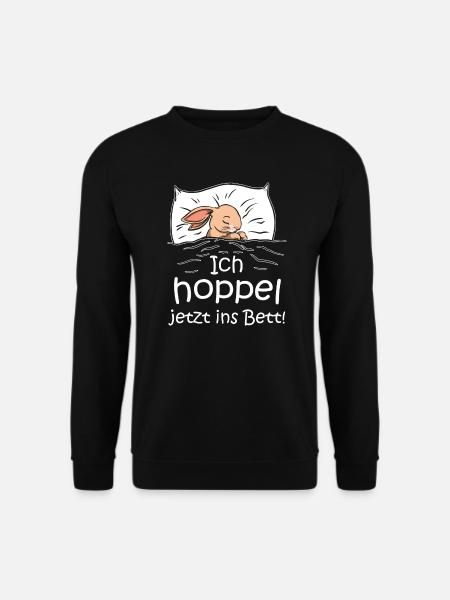 Hase Schlafshirt Pyjama Ich Hoppel Jetzt Ins Bett - Unisex Pullover - Schwarz