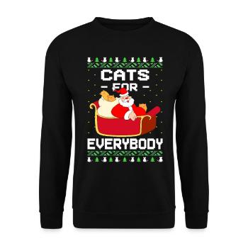 Cats for all Ugly Christmas - Unisex Sweatshirt - black - Front - Alina (178cm) & Michal (187cm)