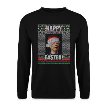 Drôle Biden Pull de Noël moche Joyeuses Pâques - Sweat-shirt Unisexe - noir - Devant - Alina (178cm) & Michal (187cm)