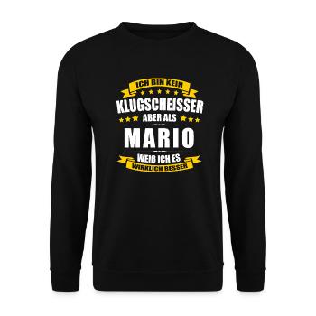 Name Mario Vorname Klugscheisser Namenstag - Unisex Pullover - Schwarz - Vorne - Alina (178cm) & Michal (187cm)