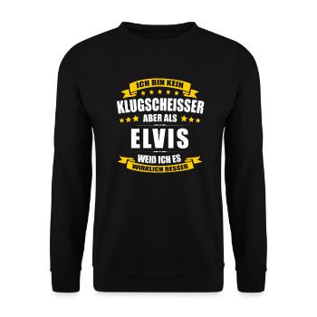 Name Elvis Vorname Klugscheisser Namenstag - Unisex Pullover - Schwarz - Vorne - Alina (178cm) & Michal (187cm)