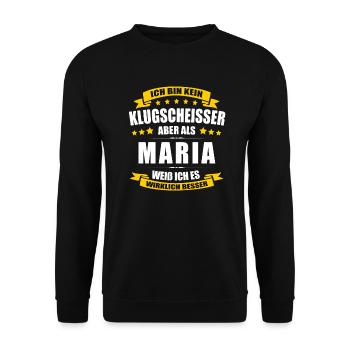Name Maria Vorname Klugscheisser Namenstag - Unisex Pullover - Schwarz - Vorne - Alina (178cm) & Michal (187cm)