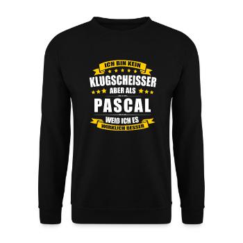 Name Pascal Vorname Klugscheisser Namenstag - Unisex Pullover - Schwarz - Vorne - Alina (178cm) & Michal (187cm)