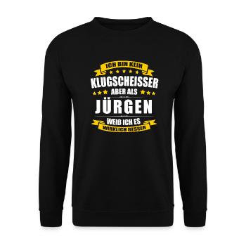 Name Jürgen Vorname Klugscheisser Namenstag - Unisex Pullover - Schwarz - Vorne - Alina (178cm) & Michal (187cm)