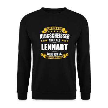 Name Lennart Vorname Klugscheisser Namenstag - Unisex Pullover - Schwarz - Vorne - Alina (178cm) & Michal (187cm)