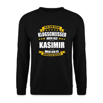 Name Kasimir Vorname Klugscheisser Namenstag - Unisex Pullover - Schwarz - Vorne - Alina (178cm) & Michal (187cm)