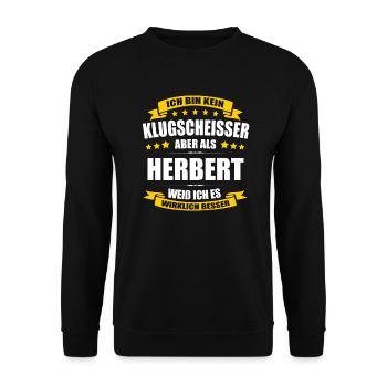 Name Herbert Vorname Klugscheisser Namenstag - Unisex Pullover - Schwarz - Vorne - Alina (178cm) & Michal (187cm)