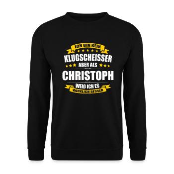 Name Christoph Vorname Klugscheisser Namenstag - Unisex Pullover - Schwarz - Vorne - Alina (178cm) & Michal (187cm)