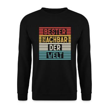 Bester Nachbar Der Welt Spruch Nachbarschaft Retro - Unisex Pullover - Schwarz - Vorne - Alina (178cm) & Michal (187cm)