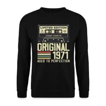 53rd Retro Style Anniversary Gift 1971 - Unisex Sweatshirt - black - Front - Alina (178cm) & Michal (187cm)